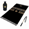 Schwarzer Gebetstepp-Set mit Goldstickerei und Ziertasche.