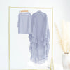 Light purple ruffled 2-layer chiffon hijab displayed on a gold hanger against a white background.
