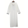 White Moroccan embroidered men's thobe jellaba with a decorative collar and cuffs