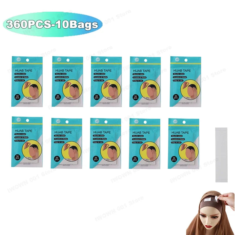 Colección de 10 bolsas con 360 piezas de cinta corporal invisible para reparar pañuelos y vestidos.