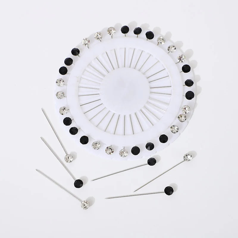 Pince et épingles de hijab en cristal strass blancs arrangées en cercle