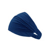 Marineblaue weiche Baumwoll-Stretch-Hijab-Kappe und -Bandansicht von der Seite.