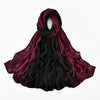 Écharpe hijab drapée en modal rayon dégradé bordeaux et noir.