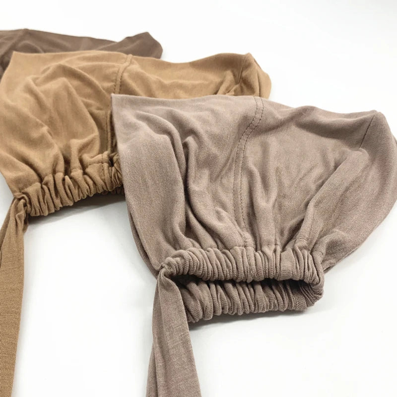 Beige Schleier-Tuch-Innerhaube in verschiedenen Brauntönen