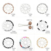 Various designs of 12-piece pearl brooch headscarf pins in brown, white, gray, black, and gold.