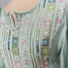 Hellgrüne Abaya mit aufwendiger Pailletten- und Blumenstickerei