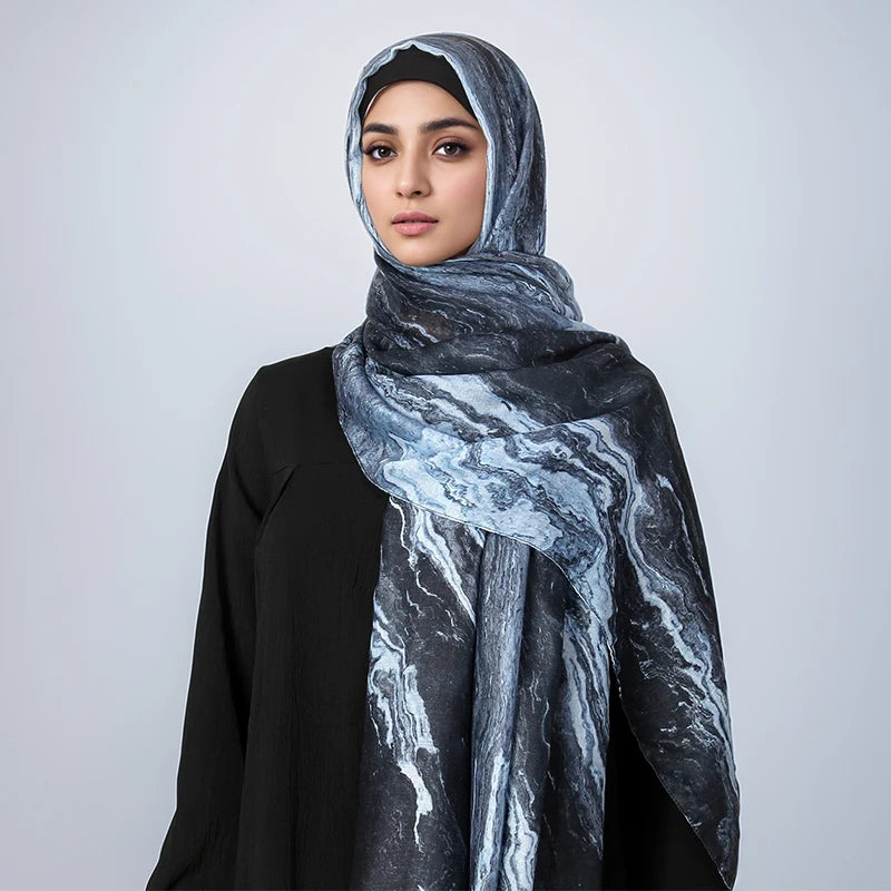 Bohemian Watercolor Print Lady Hijab Scarf