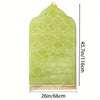 Tapis de prière vert clair gaufré avec bord festonné et pompon