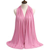 A pink premium modal jersey hijab draped around a mannequin's neck and shoulders.