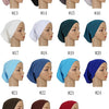 Colección de 15 mujeres vistiendo bonetes de hijab de modal de algodón elástico en varios tonos de rosa, gris, azul y rojo.