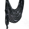 Hijab foulard en tissu noir transparent avec motifs floraux ou abstraits argentés drapé
