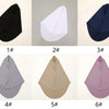 Sechs Schattierungen eleganter Modal-Jersey-Hijab-Schals in verschiedenen Farben und Winkeln.
