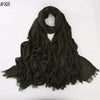 Foulard hijab en coton viscose vert olive foncé avec franges et pompon
