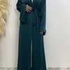 Dunkel-türkise, fließende Abaya-Kaftan mit offenem Vorderteil, langen Ärmeln und einem Gürteldetail