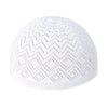 White knitted prayer hat or kufi with a perforated mesh pattern