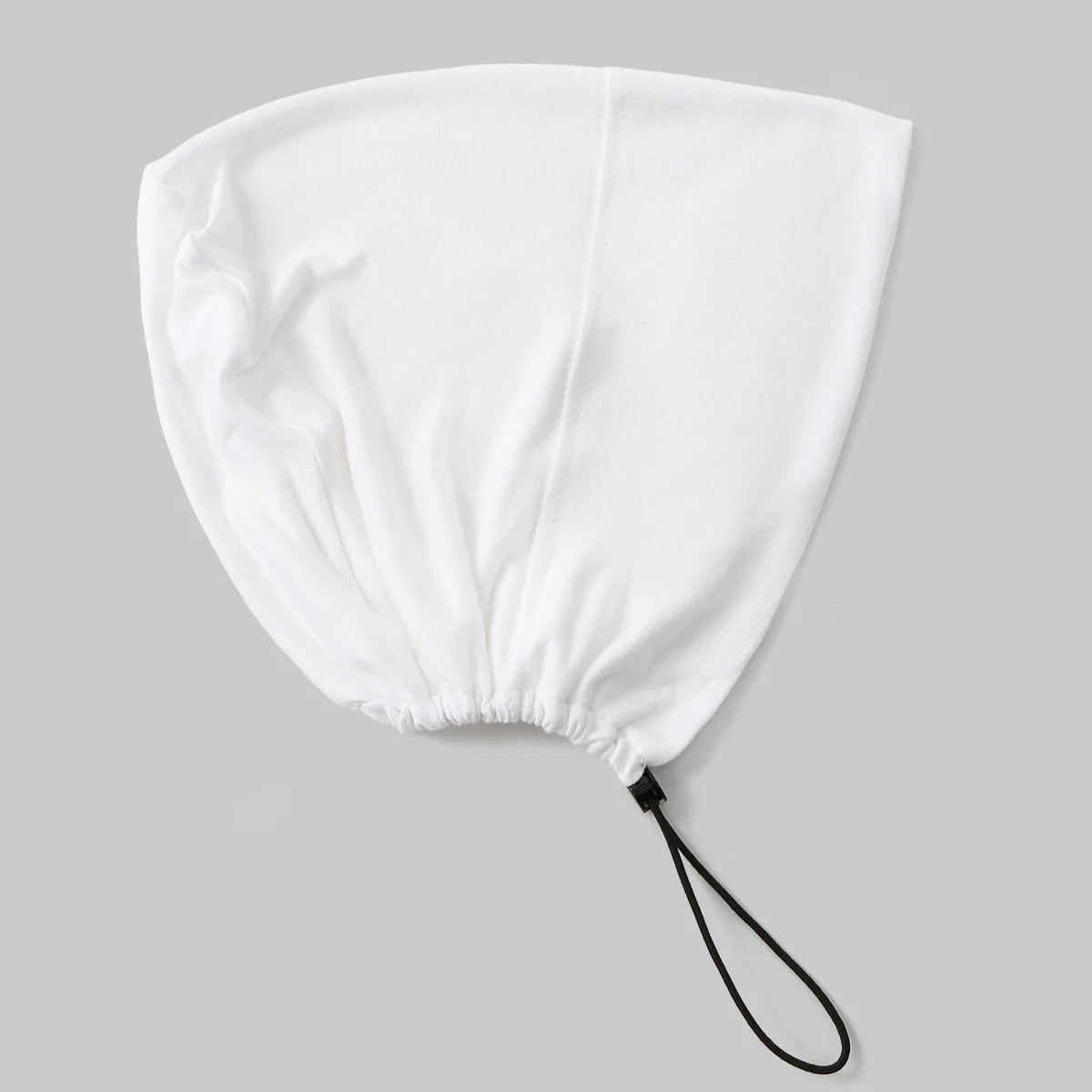 White adjustable modal hijab cap with elastic bands