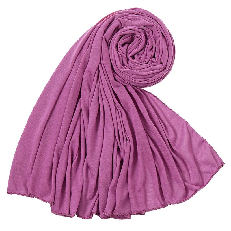Gerollter violetter Baumwoll-Jersey-Schal für Damen