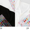 Two views of a soft modal jersey hijab scarf, one black and one white, featuring colorful sequins.