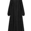 Robe jupe ample noire élégante avec col montant.