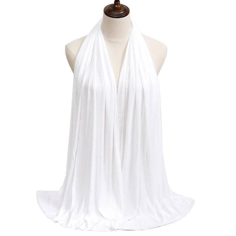 White premium modal jersey hijab draped on a mannequin