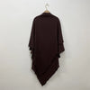 A dark brown two-layer everyday hijab scarf draped on a hanger against a white wall.