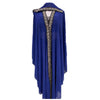 Vestido largo y fluido abaya azul real con mangas de murciélago y bordado dorado