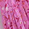 Pink floral print fabric of a boho lantern sleeve maxi dress