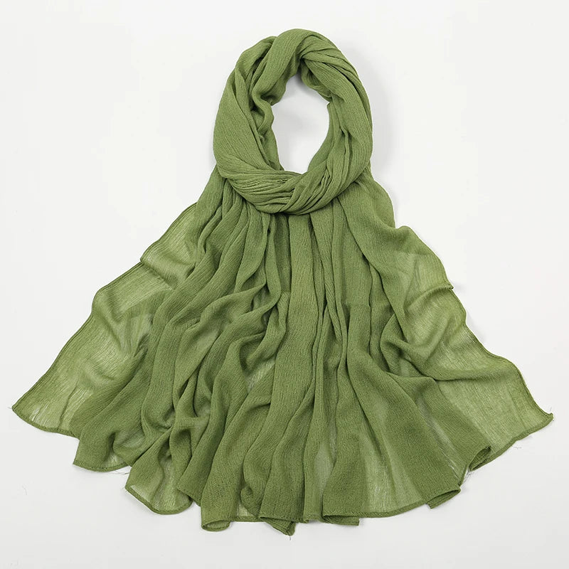 Écharpe châle en rayon crêpe olive drapé pour femmes