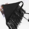 Ceinture triangle noire à taille avec longues pompons noirs