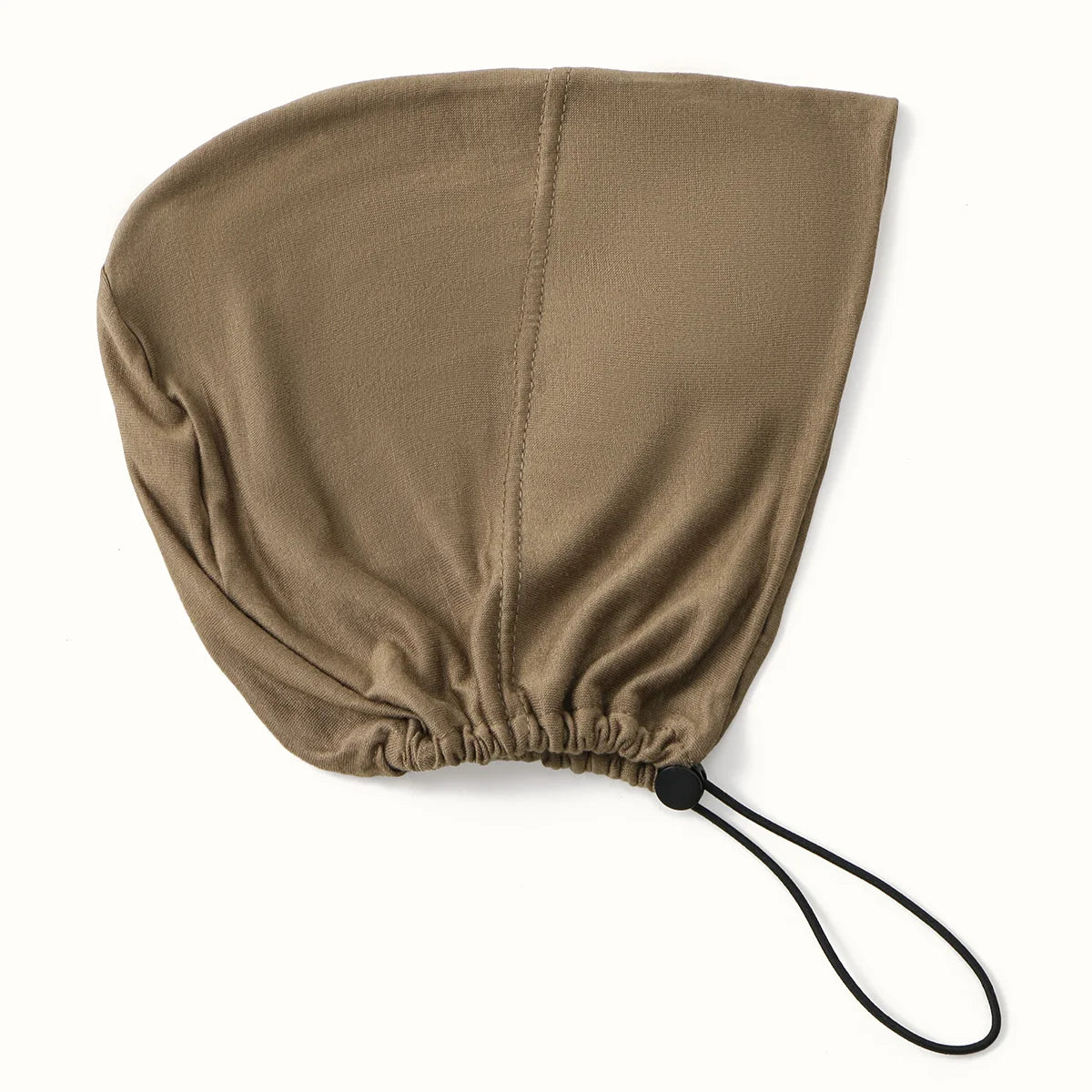 Edler olivgrüner Baumwoll-Jersey-Turban mit Schnurdetails.
