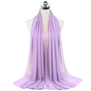 A lilac chiffon hijab scarf draped around a mannequin neck.