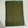 A solid olive green fabric item, likely a hijab or scarf, folded and displayed flat.