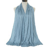 A light blue soft modal jersey hijab scarf draped around a mannequin's neck.