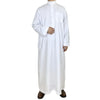Weißes Herren-Islam Jalabiya Thobe Kaftan, getragen von einem Model.