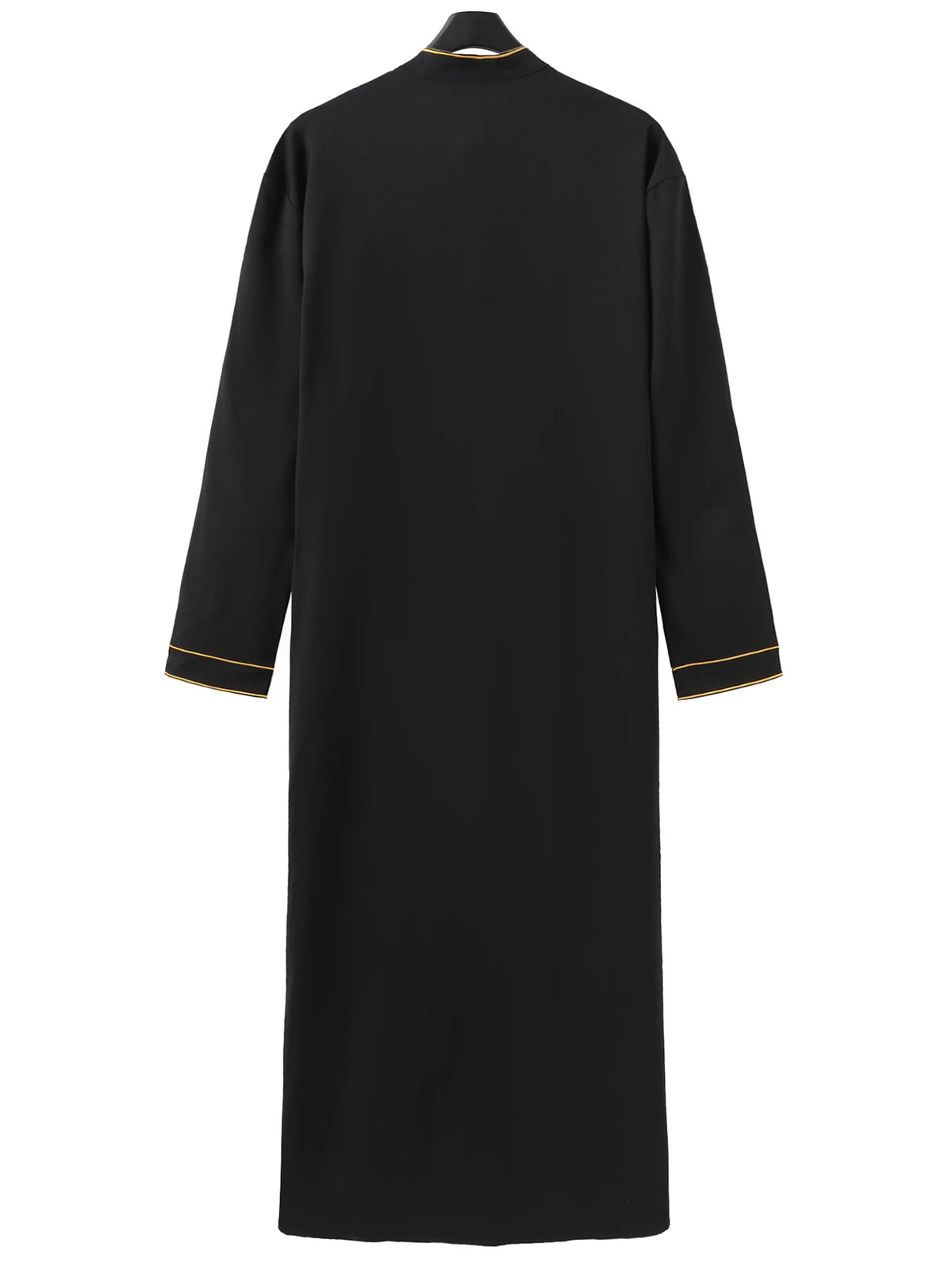 Schwarzer bestickter Herren-Dirndl mit langen Ärmeln, Arabian-Thobe von hinten