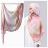 Rosa Aquarell-Ombré-Hijab-Schal aus Rayon-Modal, aufgehängt und getragen