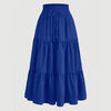 Falda midi A-line bohemia azul real con cordón de ajuste.