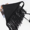 Ceinture à taille triangle noire avec longues pompons noirs