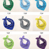 Collection de vingt et un foulards en coton pour la tête ou bandanas, dans diverses nuances de vert, bleu, jaune et violet