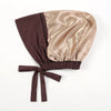 Bonnet hijab en satin double couche instant, brun foncé et or champagne.