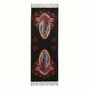 Pañuelo de tela oscura con imágenes personalizadas de la Virgen María de Guadalupe.