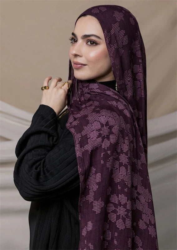 Bohemian Watercolor Print Lady Hijab Scarf