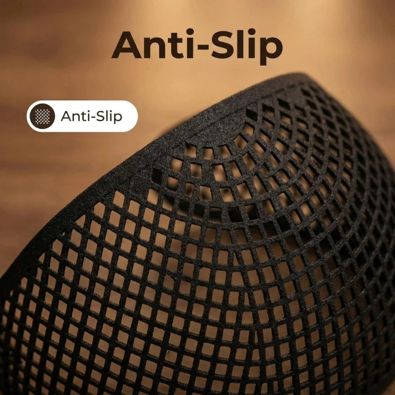 Close-up of a black Anti-Slip hijab crown with a mesh pattern.