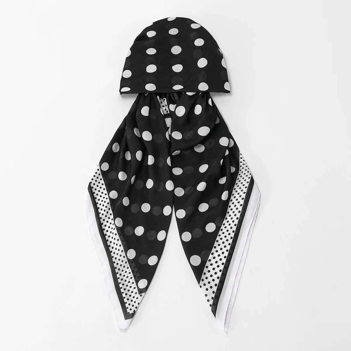 Schwarzer Polka-Dot-Voile-Hijab mit weißem Rand