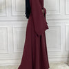 Maroon elegante Maxi-Abaya mit langen Ärmeln und fließender Silhouette