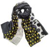 Seidenschal mit schwarz-gelbem Polka-Dot-Muster.