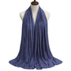A deep blue premium modal jersey hijab draped around a mannequin's neck.