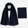 A dark navy blue chiffon hijab and underscarf set displayed flat.