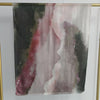 Vertikaler Stoffschal mit Aquarell-Abstrakt in Rosa, Weiß und Dunkelgrau.