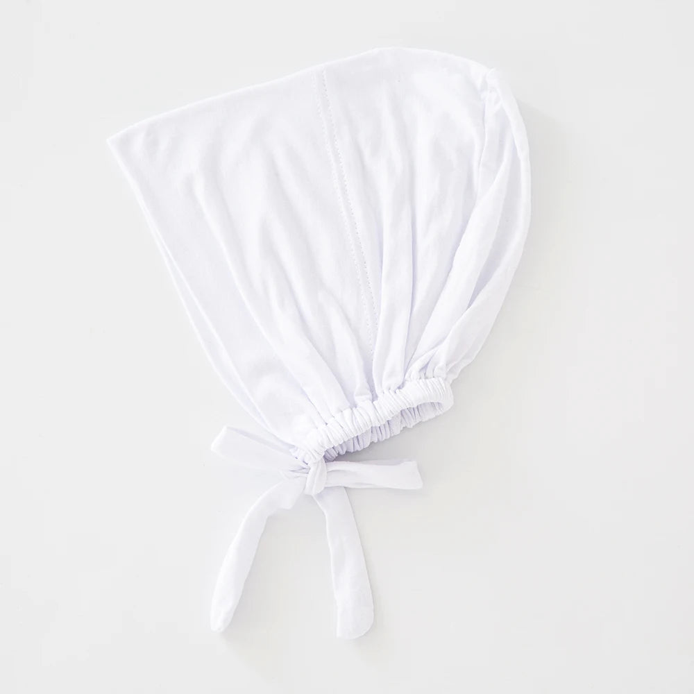 Weißes Tuch-Back-Inn-Hijab-Bonnet mit gefaltetem Stoff